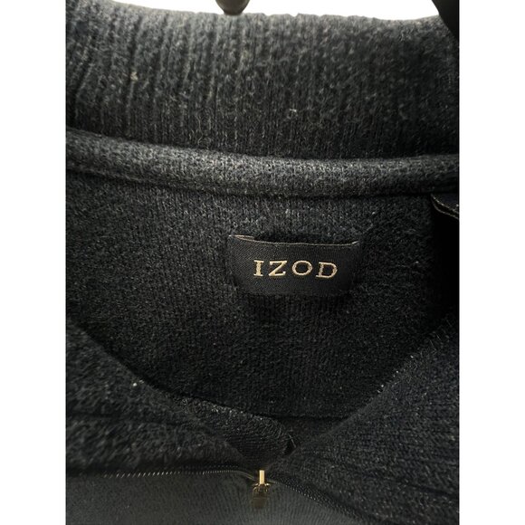 Izod 1/4 Zip Pullover Sweater Navy Blue Size S Embroidered Logo Cotton Blend - Picture 3 of 6